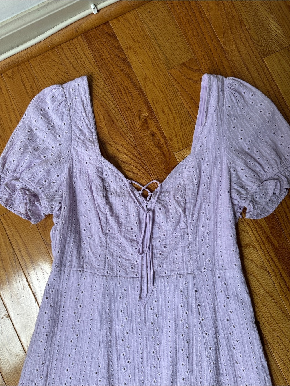Aqua Soft Lilac Eyelet Mini Dress - Picture 2 of 6